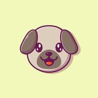illustration d'icône de vecteur de dessin animé de visage de chien mignon. concept d'icône de nature animale isolé vecteur premium. style de dessin animé plat