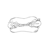 vecteur de doodle hot dog dessiné à la main