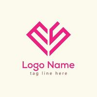 créatif es minimal simple création de logo de lettre d'amour moderne vecteur