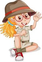 petite fille en uniforme de scout vecteur