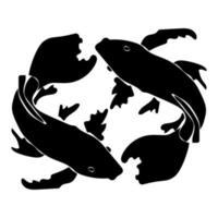 signe du zodiaque silhouette de poissons, l'un des 12 signes de l'horoscope, paire de poissons carpe koi vecteur