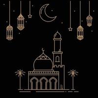 mosquées monolines et lanternes du ramadan vecteur