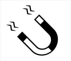 icône d'aimant noir et blanc. illustration de l'équipement magnétique. vecteur