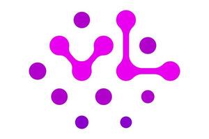 logo des lettres l et v avec des lettres majuscules v et l. signe de logo avec des cercles dans des couleurs bleues et violettes. vecteur