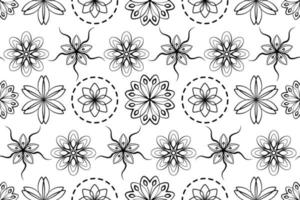 motif textile symétrique orné noir et blanc. ornements floraux répétant le motif sans couture. fleurs vectorielles décoratives. vecteur