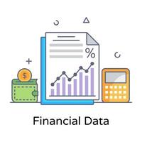 rapport avec un calculateur de nombres et un portefeuille indiquant les données financières vecteur