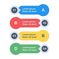 icône d'infographie d'étiquettes d'étape au design plat vecteur