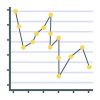 icône plate du graphique linéaire, concept de rapport financier vecteur