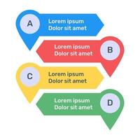 icône d'infographie d'étiquettes d'étape au design plat vecteur