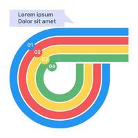 une icône plate à la mode d'infographie de flèches courbes, vecteur modifiable