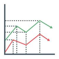 une icône plate de graphique linéaire vecteur