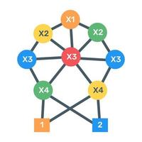 une icône de diagramme d'arbre binaire au design plat vecteur