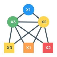 une icône de diagramme d'arbre binaire au design plat vecteur