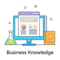 conception de contour plat modifiable de l'icône de connaissances commerciales vecteur