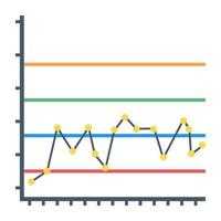 icône plate du graphique linéaire, concept de rapport financier vecteur