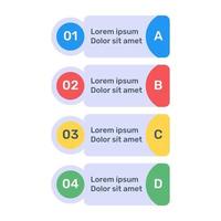 icône d'infographie d'étiquettes d'étape au design plat vecteur