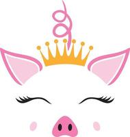 princesse cochon mignon avec illustration vectorielle couronne vecteur