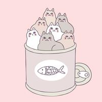 Les chats mignons de dessin animé et la nourriture peuvent vectoriser. vecteur