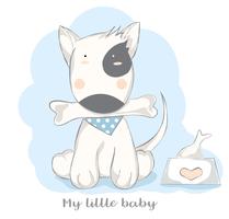 illustration de style.vector mignon bébé chien dessin animé à la main vecteur
