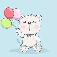 Joli bébé ours avec dessin animé ballon vecteur