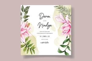 carte d'invitation de mariage avec fleur aquarelle vecteur