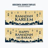 espace et arrière-plan de la bannière web horizontale ramadan kareem vecteur