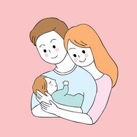 Dessin animé parents mignons et vecteur de bébé.