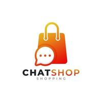 chat de boutique et élément de modèle de conception de logo shopping vecteur