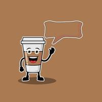 illustration graphique vectoriel de personnages mignons boissons tasse à café, conception adaptée aux boissons de mascotte