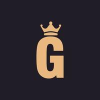 lettre initiale vintage de luxe g trône avec couronne inspiration de conception de logo d'étiquette premium classique vecteur