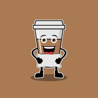 illustration graphique vectoriel de personnages mignons boissons au café tenir des planches, conception adaptée aux boissons de mascotte