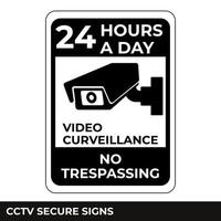 cctv, alarme, surveillance et surveillance par caméra vidéo 24 heures sur 24 signe vecteur, modèles de conception faciles à utiliser et à imprimer vecteur