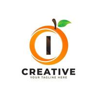 logo lettre i en fruits orange frais avec un style moderne. conceptions de logos d'identité de marque modèle d'illustration vectorielle vecteur