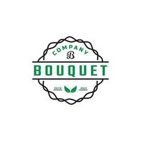 insigne emblème lettre b et feuille pour inspiration de conception de logo de bouquet vintage vecteur