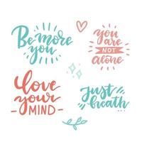 citations de lettrage avec des slogans dessinés à la main pour les personnes souffrant de troubles de la personnalité. mois de sensibilisation à la santé mentale. modèle pour la conception d'impression. typographie stylisée vectorielle moderne. vecteur