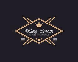 insigne d'étiquette rétro vintage classique pour l'inspiration de conception de logo royal de couronne de roi d'or de luxe vecteur