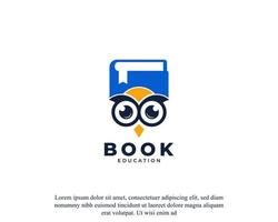 icône de l'école de l'académie. concept de logo de livre de hibou. livre combiné et symbole de la tête de hibou