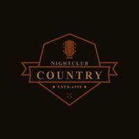 insigne rétro vintage pour la musique de guitare country western saloon bar cowboy logo emblème symbole vecteur