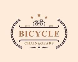 insigne rétro vintage pour la réparation et les services de vélos symbole de conception d'emblème de logo de boutique vecteur