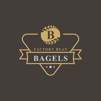 badge rétro vintage pour la lettre b pour bagels symbole de conception d'emblème de logo vecteur