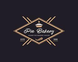 emblème d'insigne d'étiquette rétro vintage classique pour l'inspiration de conception de logo de maison de boulangerie de tarte aux timbres vecteur