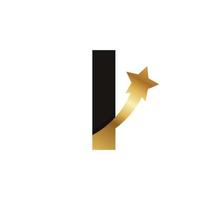 lettre initiale j'élément de modèle de symbole d'icône de logo d'étoile d'or vecteur