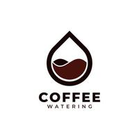 création de logo de café à l'eau. eau combinée avec illustration vectorielle d'icône de café brun vecteur