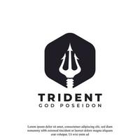 classique vintage trident neptune dieu poséidon triton roi lance logo icône modèle de conception vecteur
