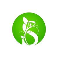 logo du spa de santé de la lettre. logo alphabet floral vert avec des feuilles. utilisable pour les logos d'affaires, de mode, de cosmétiques, de spa, de science, de soins de santé, de médecine et de nature. vecteur