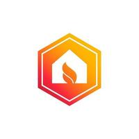 maison incendie prévenir hexagone logo modèle conception vecteur conception illustration