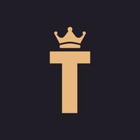 lettre initiale vintage de luxe t trône avec couronne inspiration de conception de logo d'étiquette premium classique vecteur