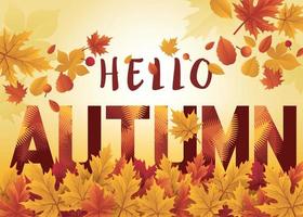 modèle saisonnier d'automne avec la bannière de la saison d'automne des feuilles, bonjour la conception de la saison d'automne. vecteur