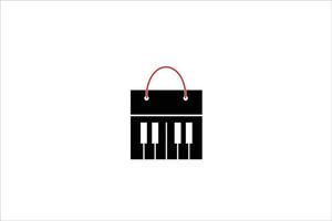 conception de modèle de logo de bouton de sac et de piano. illustration de symbole. vecteur