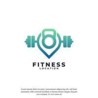 combinaison de logo d'emplacement d'haltères et d'épingles. Élément de modèle de conception de logo de gym de point de fitness vecteur